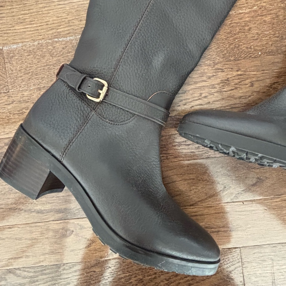 Coach Sullivan Safari Chestnut Brown Pebbled Leather Luxury Tall Riding Boots‎ - Picture 4 of 10